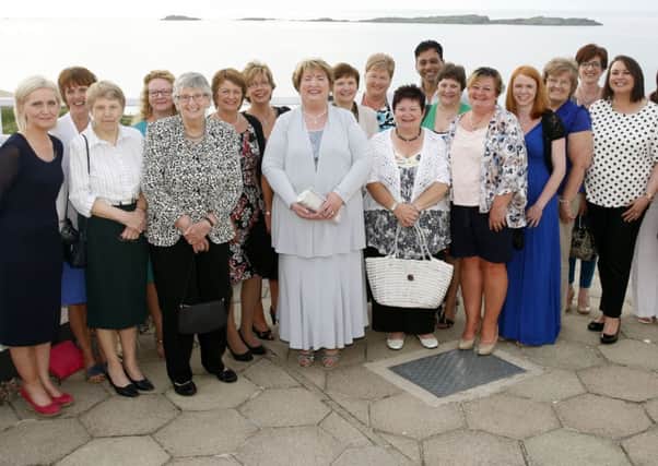 Dorreen Gillespie (centre left) retiring after 40 years with the Royal, Coleraine and Causeway Hospital A & E Departments is pictured at her retirement party with friends and staff at the Royal Court Hotel, Portrush. INCR23-353PL