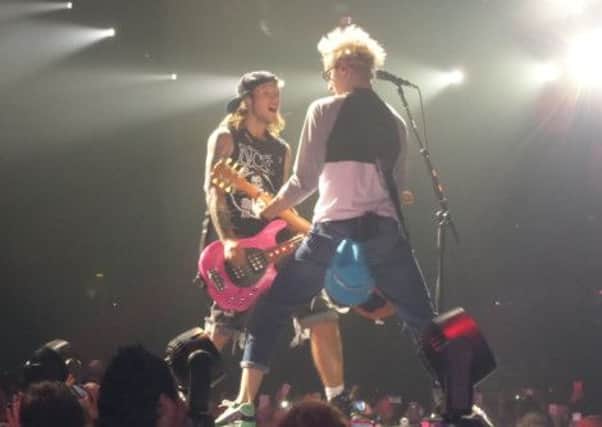 McBusteds Tom Fletcher and Dougie Poynter on stage at the Odyssey.