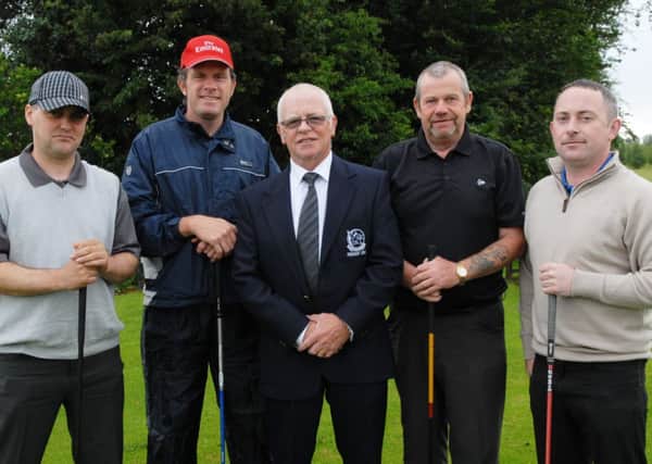 Trevor Peace, centre, President of Faughan Valley Golf Club, pictured with, from left, Paul Farren, Dermot O'Connor, John Huw Cleghorn and Niall McTaggart, at his President's Day competition in 2012. INLS2812-171KM