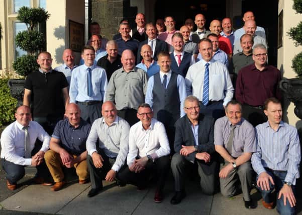 Former players of Galgorm Blues who attended the clubs 30th anniversary dinner in the Adair Arms Hotel. INBT23-244AC