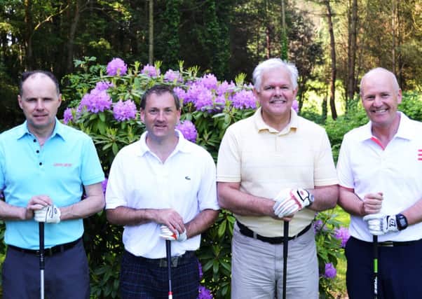 Richard Allen, Neil Thompson, Davis Heaney and Norman Lambe about to tee off at Lisburn.