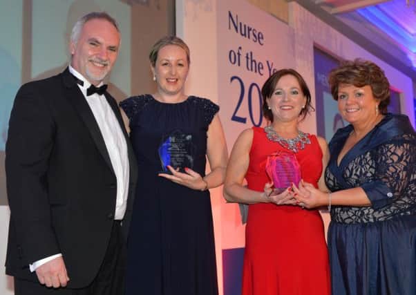 Pictured (L-R) are: Peter McBride, Niamh, Ursula Tumelty and Colette Reynolds,  runner-up of the Mental Health Innovation Award and Janice Smyth, Director of the RCN in Northern Ireland. .Photo by Aaron McCracken/Harrisons 07778373486