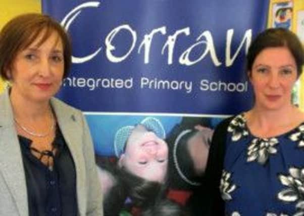 Corran Integrated Primary School Principal Denise Macfarlane with NEELB Facilitator Tara Dougan. INLT-24-700-con