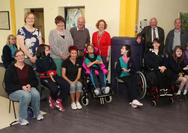 Children, staff and Rotary representatives pictured during the Coleraine Rotary Club Party held at Sandelford School.