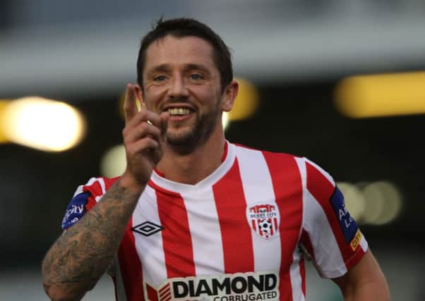 Derry City's Rory Patterson celebrates after scoring at Cobh Ramblers.