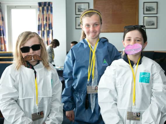 Kyra Granville, Clare Gibson and Abby Craig pictured at the Brownies' fun day. INCT 24-417-RM