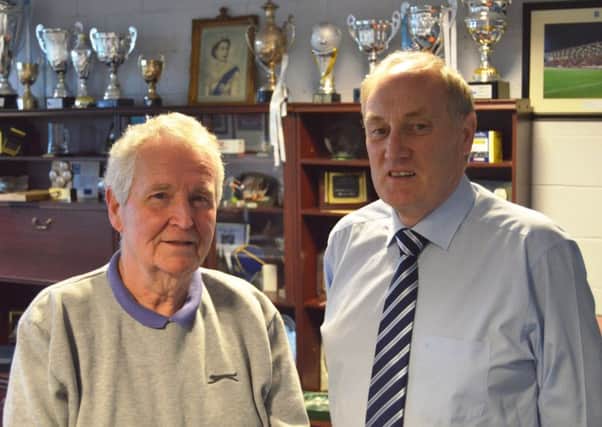 Newly-appointed Ballymena United vice-chairman Don Stirling (left) and chairman John Taggart.