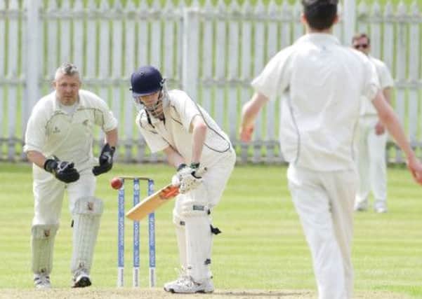 Bob Boden bowling for Lisburn Thirds against Bangor Thirds, at Wallace Park. US1423-552cd Picture: Cliff Donaldson