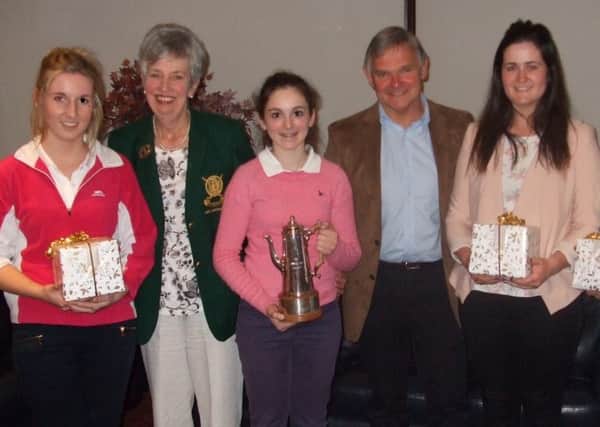Winners at Lisburn Golf Club's Janice Orr Trophy (L-R) Amy Jeffers, Captain Gil Colvin, Winner Kathryn Murphy, Mr Mark Orr and Paula Grant.