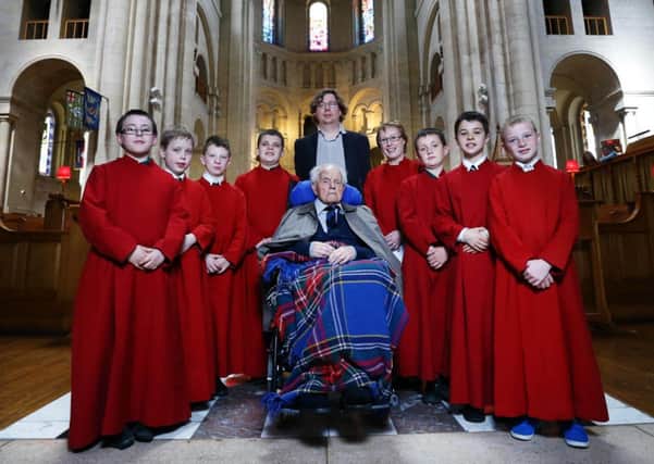 William Noble, aged 105, visits Belfast Cathedral