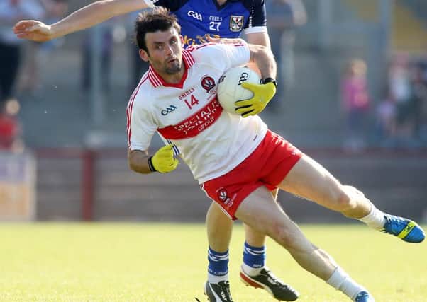 Eoin Bradley in action for Derry. The Glenavon striker is off to America to play for Boston Donegal.