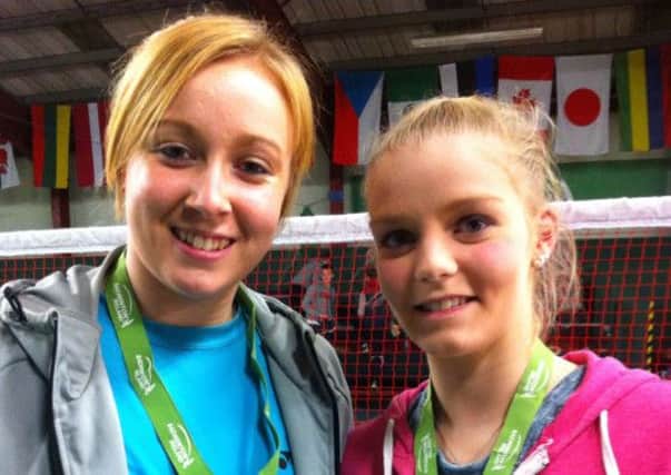 Sinead Chambers and Caroline Black after winning their Irish National Ladies Doubles Title.