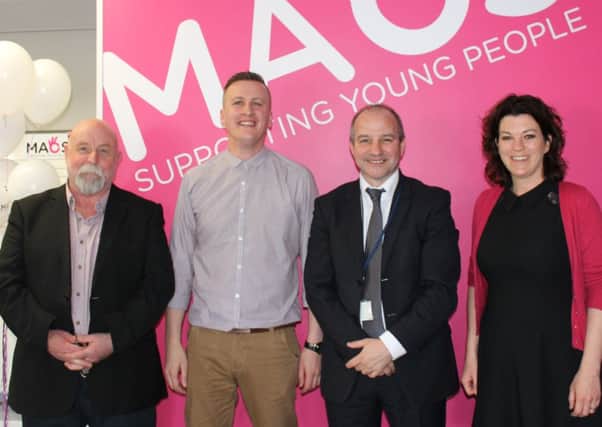 Harry Barry - Chair of Macs Supporting Young People, Iain Neil  MACS Floating Support Project Manager, Lisburn, Brian O Kane  Supporting People AND Kate Martin  Assistant CEO MACS Supporting Young People