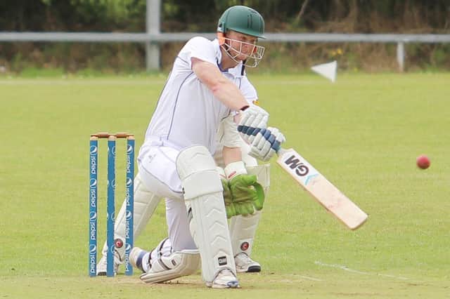 Coleraine left hander Scott Campbell, in action against Glendermott at Rugby Avenue on Saturday. INCR25 CRICKET 3 PICTURE MARK JAMIESON.