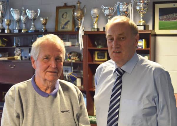 Newly-appointed Ballymena United vice-chairman Don Stirling (left) and chairman John Taggart.
