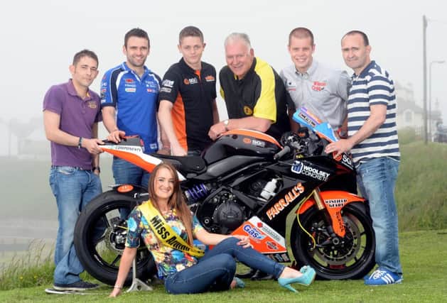 PACEMAKER, BELFAST, 18/6/2014: Miss Armoy Rachael Davis is joined by Sam Dunlop, William Dunlop, Connor Behan, Jamie Hamilton and Paul Robinson and Clerk of the Course, Bill Kennedy at the launch of the RiverRidge Recycling Armoy Road races at the Bayview Hotel in Portballintrae today. The races will take place 25-26 July.
PICTURE BY STEPHEN DAVISON