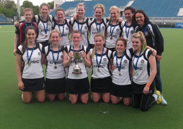 Edinburgh University Ladies Hockey team after their victory at Glasgow Green in the Scottish Ladies' Cup. Former Foyle College student Camilla Lyttle pictured holding trophy.