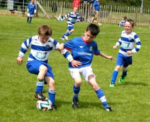 Northend United U10's play against Linfield in the Ballymoney Sevens on Saturday. INBT 26- NORTHEND 1