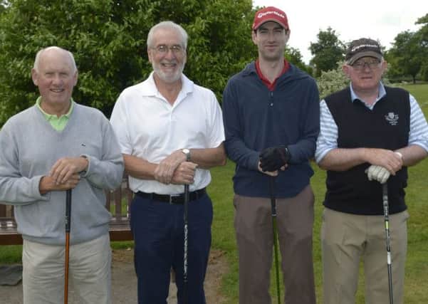 Sidney Pepper, Philip Strong, Kyle Buchanan and Dougie Stevenson on the course on Captains Day © Edward Byrne Photography INBL1425-276EB