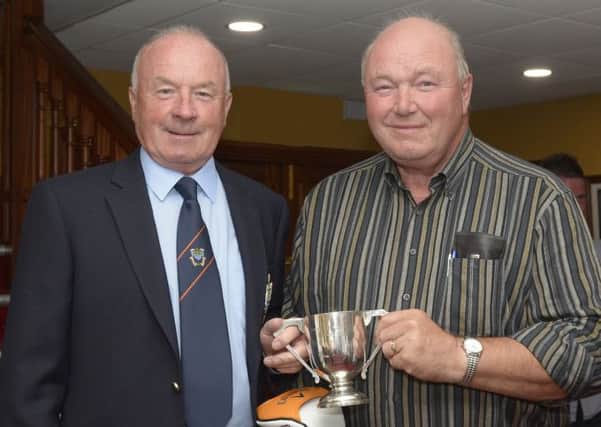 Banbridge Golf Club Captain Noel McSherry presented the Captain's Prize to winner Morris Phillips © Edward Byrne Photography INBL1425-281EB