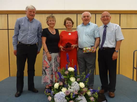 Pictured at Carrickfergus Methodist Church's farewell evening for Rev Aian Ferguson, are (from left to right) Robert Craig, Elizabeth Murphy, Joan Ferguson, Rev Aian Ferguson and Derek Scoffield.INCT 26-794-CON