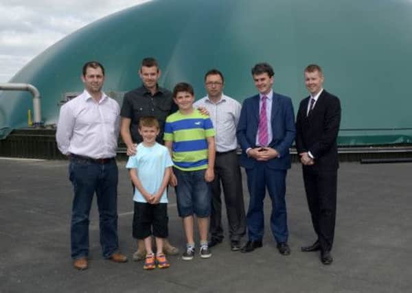 Project Manager Rodney Moore, Project Energy Ltd Owner Andrew Thompson and sons Charlie and Matthew, Project Manager Mark Geddis and from  Clyde Shanks Planning Development,  Planning Consultants Clyde Shanks (Director) and Thomas Bell © Edward Byrne Photography INBL1425-265EB