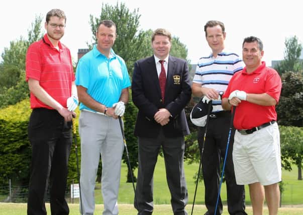 David Barclay, Darren Awin, Karl Crozier and Jai Johnston pictured with Captain Duncan McLeod at Carrick Golf Club. Photo: Ronnie Moore