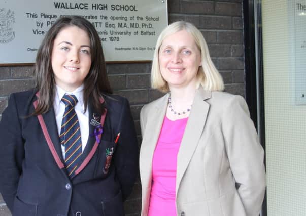 Wallace pupil Tanya Matthews with Head of Computing, Mrs Ruth Foster.