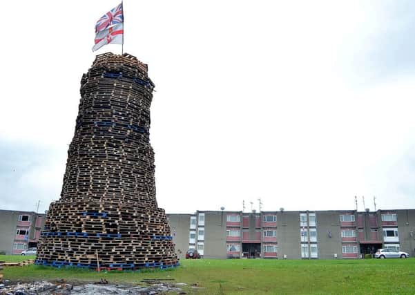 The towering Ballykeel 1 bonfire. INBT 27-805H