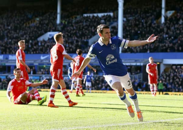 Everton's Seamus Coleman celebrates scoring against Southampton last season.