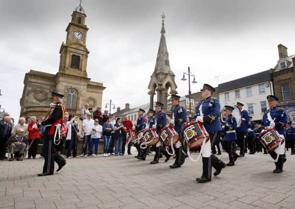 Ballywillan Flute Band passing Coleraine Town Hall during the Twelfth parade on Thursday. CR29-314PL