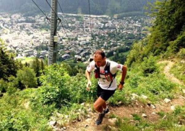 Justin Maxwell in action in the 80k Ultra Marathon in Chamonix. INLT 27-925-CON