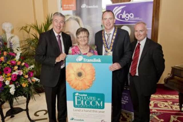Pictured at the launch of the 2014 Translink Ulster in Bloom Competition are l-r Tony Depledge, Translink Board Member, Cllr Evelyne Robinson MBE, NI Local Government Association Vice President, Cllr Cathal Mallaghan, Vice Chairman of Cookstown District Council and Terry Scullion, Cookstown District Council.