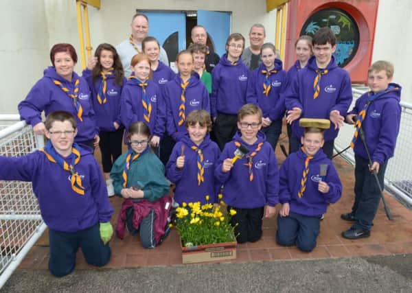 7th Larne Scouts pictured at their clean up of the Larne Adult Centre. INLT 25-377-PR