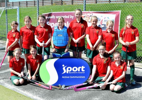 The hockey girls of Gracehill Primary School at the Showgrounds tournament. INBT 26-810H