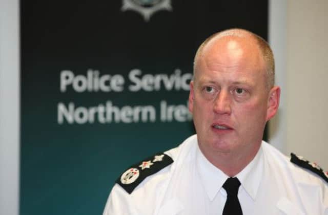 New chief constable George Hamilton speaking during a visit to Lisburn PSNI station on his first day in the job.  US1427-529cd Picure: Cliff Donaldson
