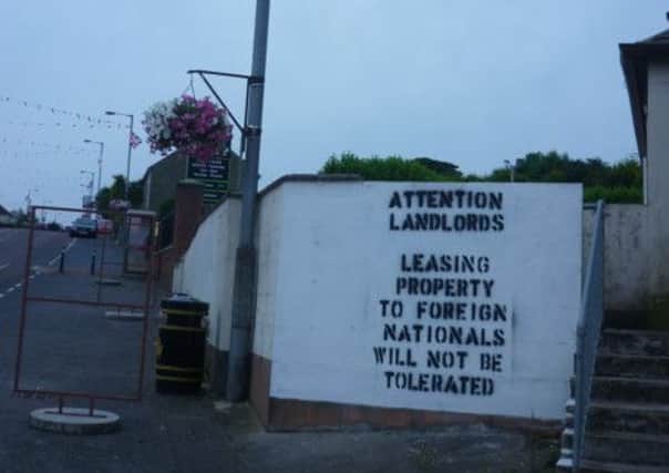 Grafitti warning to Moygashel landlords