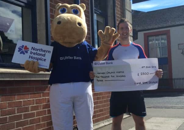 Seamus McNicholl, who works at Ulster Bank Crumlin, ran 25 miles to work last week to raise funds for the Banks annual One Week in June fundraising campaign for local charities.