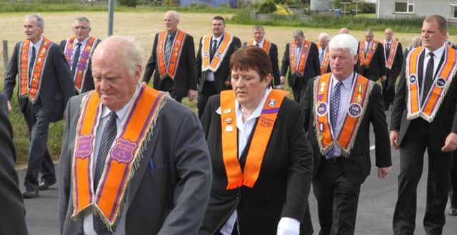 On parade during the Ballintoy Lodge church service on Sunday afternoon. INBM27-14 KMA