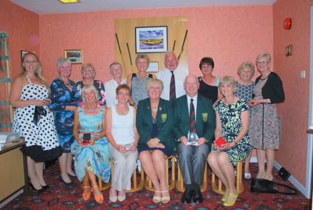 Bushfoot Lady Captain Mrs Jenny Wilson pictured with the prize winners at her Lady Captain's Day. (s)