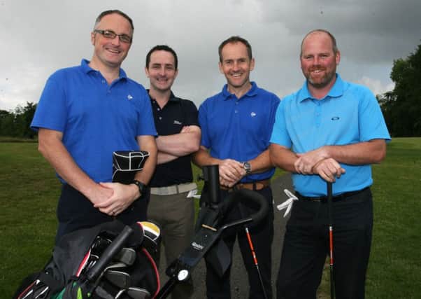 James McClintock, John McClintock, Thomas McNeill and Kevin McCavera who took part in the Bosch Tools May Medal at Galgorm Castle Golf Club. INBT28-249AC