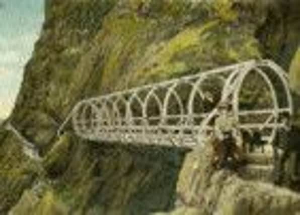 A dramatic bridge on the original Gobbins cliff path.