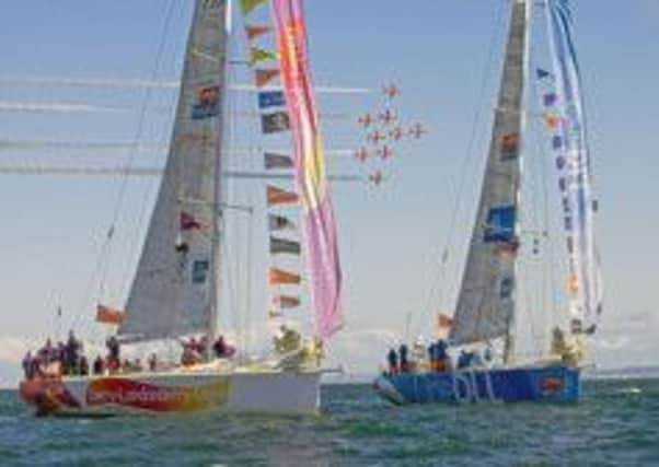 The Red Arrows who performed over the Clipper Yachts at the start line in Greencastle. Picture Martin McKeown