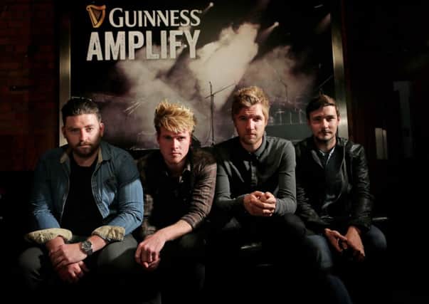 Kodaline L-R Vinny May,Steve Garrigan,Mark Prendergast and Jason Boland inside 4 Dame Lane today for the announcement today of 'Guinness Amplify' an exciting new music programme supporting emerging musicians in Ireland.