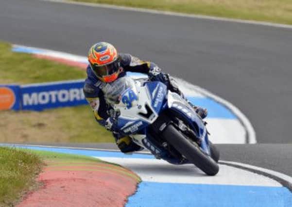 Alastair Seeley in action on the Mar-Train Yamaha at the British Supersport round at Knockhill.