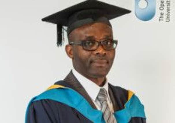 Prince Andrew Young-Owolanke from Carrickfergus who recently graduated from The Open University with a Certificate in Health and Social Care practice. INCT 26-755-CON