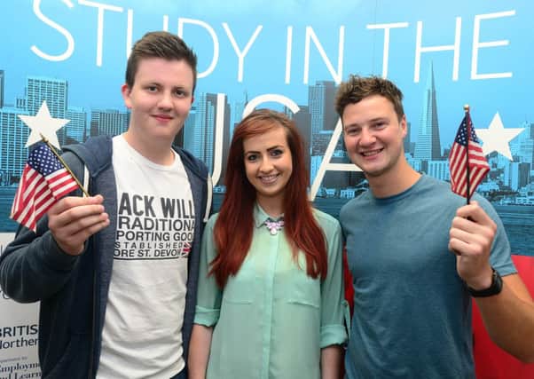 Making waves: Study USA students (from left) Jacob Gray, Amy McDermott and Niall McGowan attend the British Councils Orientation event  at the University of Ulster, Belfast on June 26