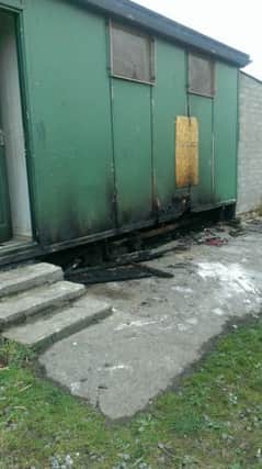 The damage caused by the arson attack on Carnlough Swifts's changing rooms. INLT-30-716-con