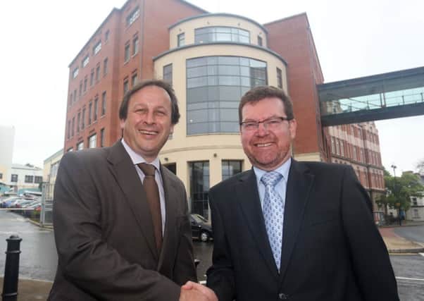 North West Regional College recently appointed Leo Murphy (left) as its new CEO and Principal. Chairperson of NWRC Gerard Finnegan is also pictured.