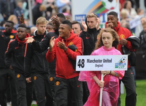 Man Utd pictured during the opening parade of the Dale Farm Milk Cup in Coleraine on Sunday evening.  Picture: Colm Lenaghan/Pacemaker